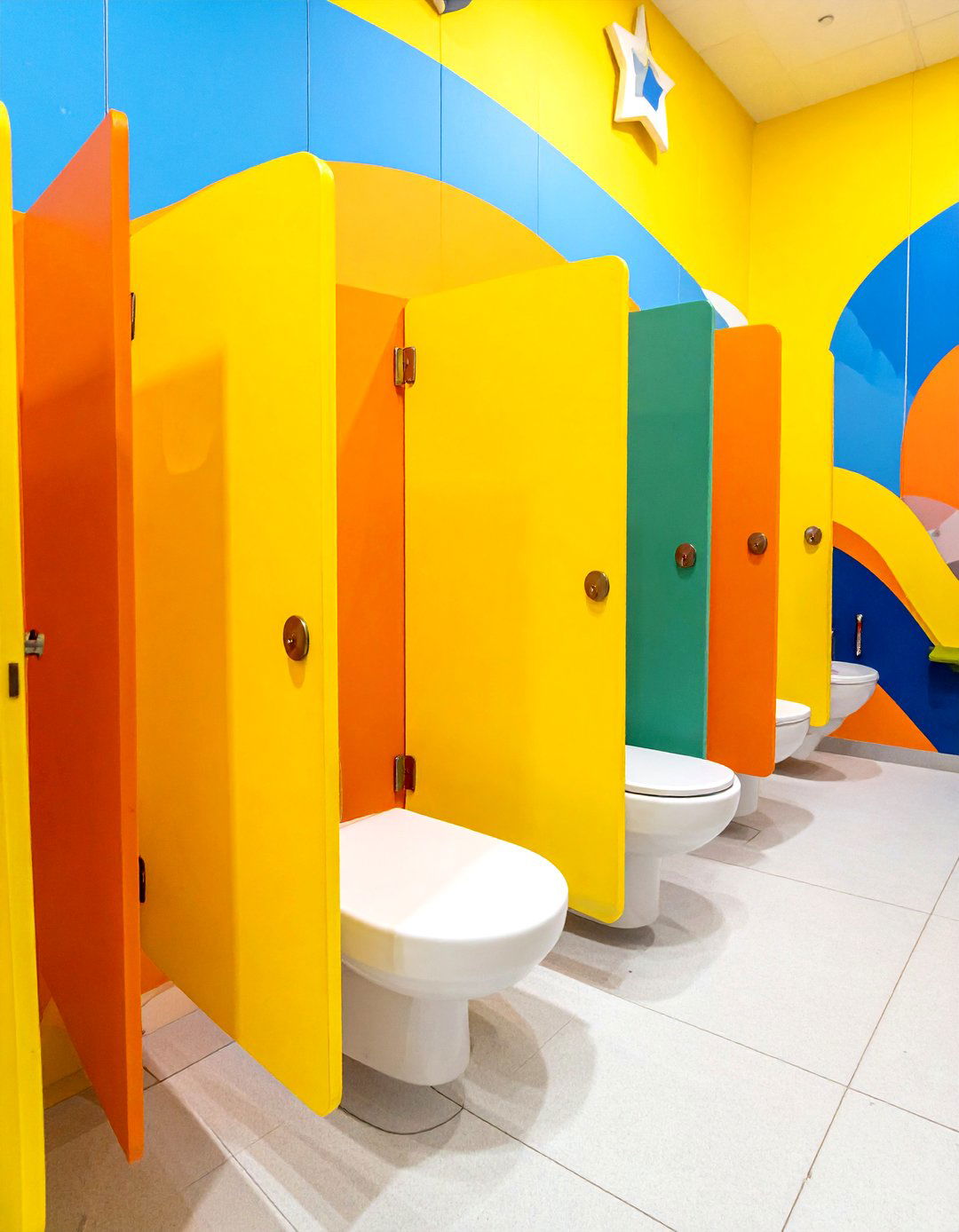 Colorful plastic toilet partitions - 30 toilet partition ideas