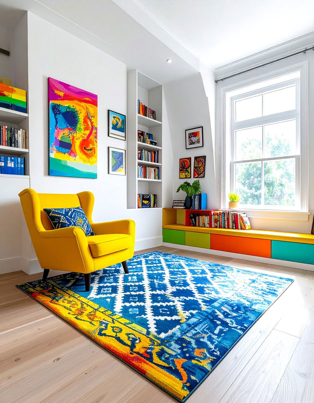 Colorful reading nook - 30 living room reading nook ideas