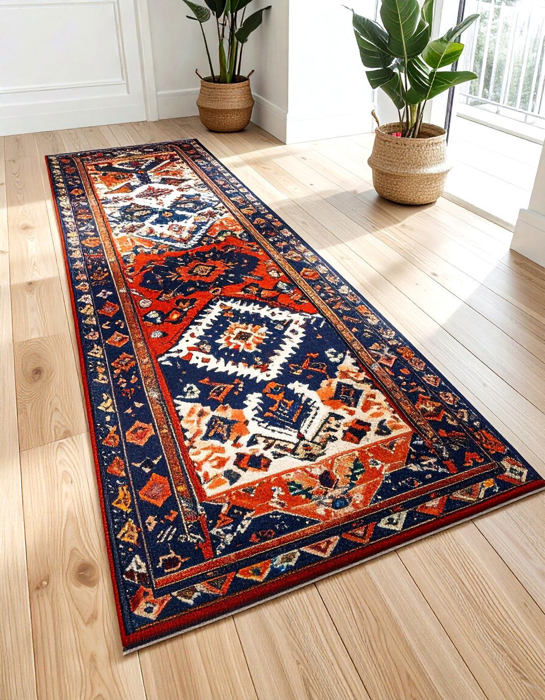 Colorful rug runner - 30 rental kitchen ideas