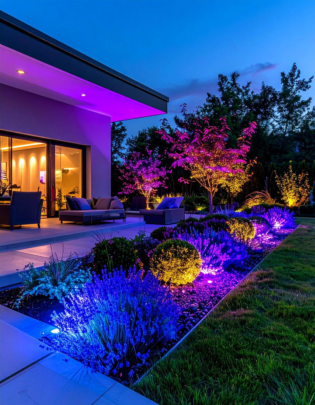Colorful smart landscape lighting - 30 outdoor lighting ideas