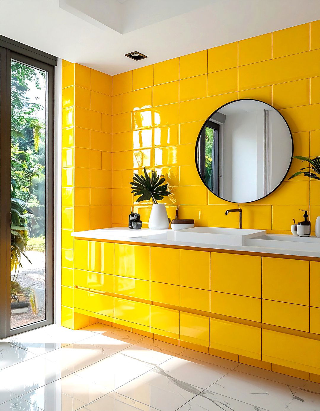 Colorful stacked subway tile - 30 stacked subway tile bathroom ideas