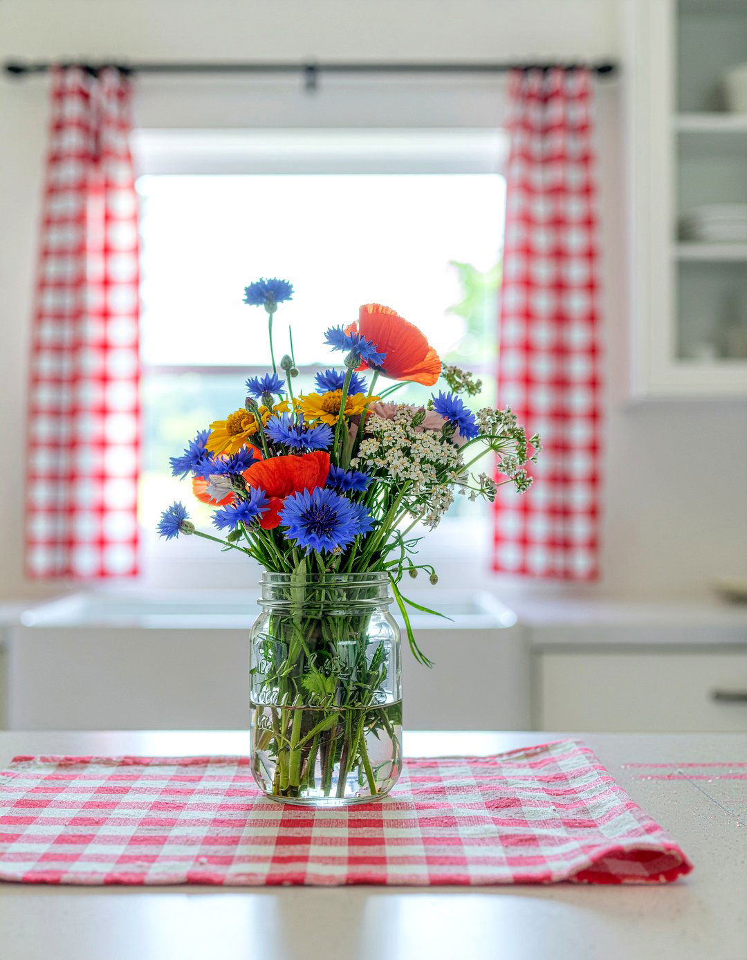 Colorful wildflower kitchen arrangement - 30 kitchen flower arrangement ideas