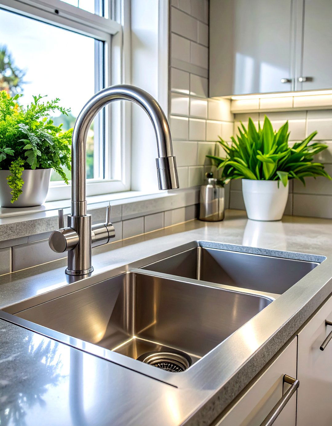 Commercial style kitchen faucet - 30 brushed nickel faucet ideas