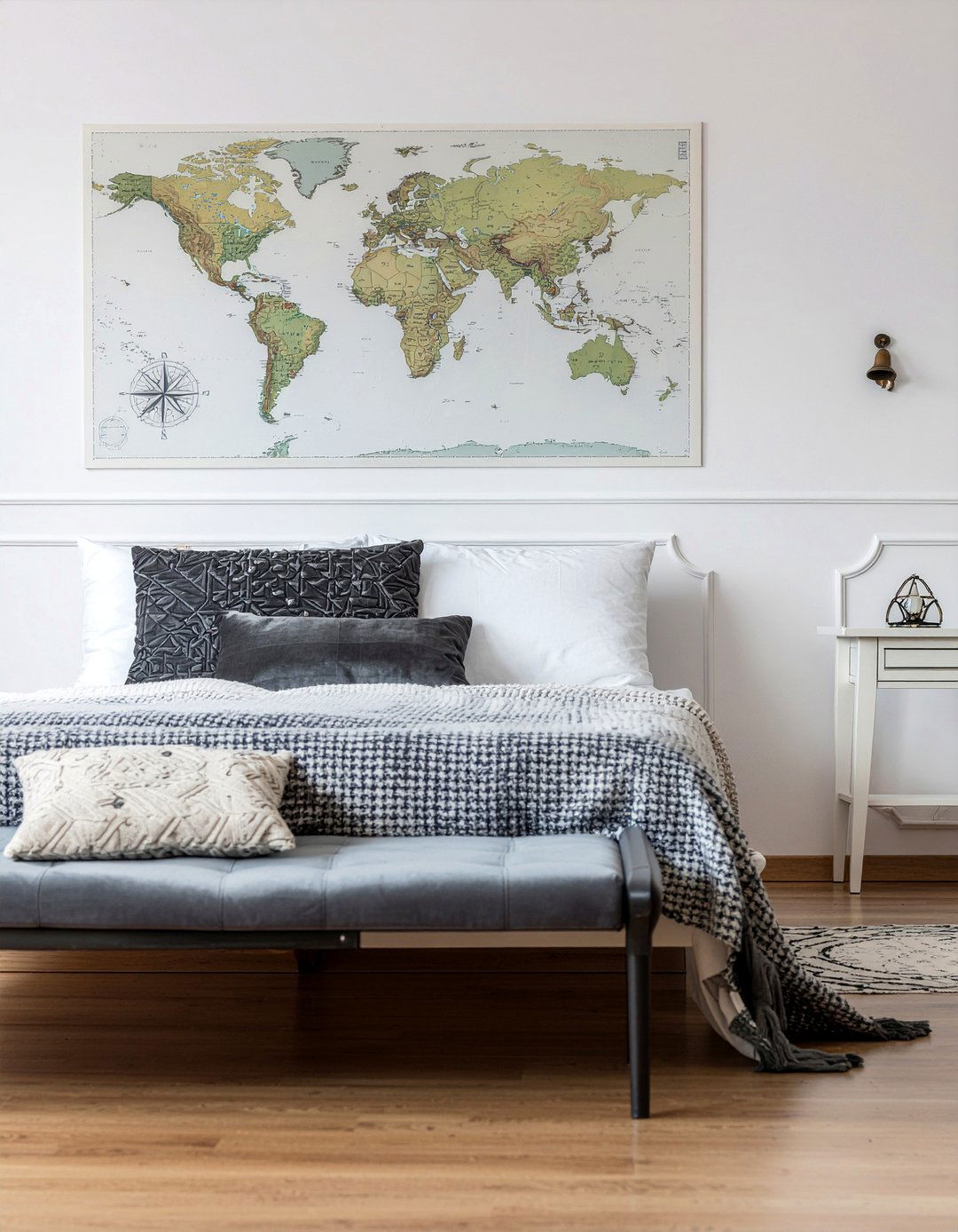 Compass And World Map Decor - 30 world map bedroom ideas