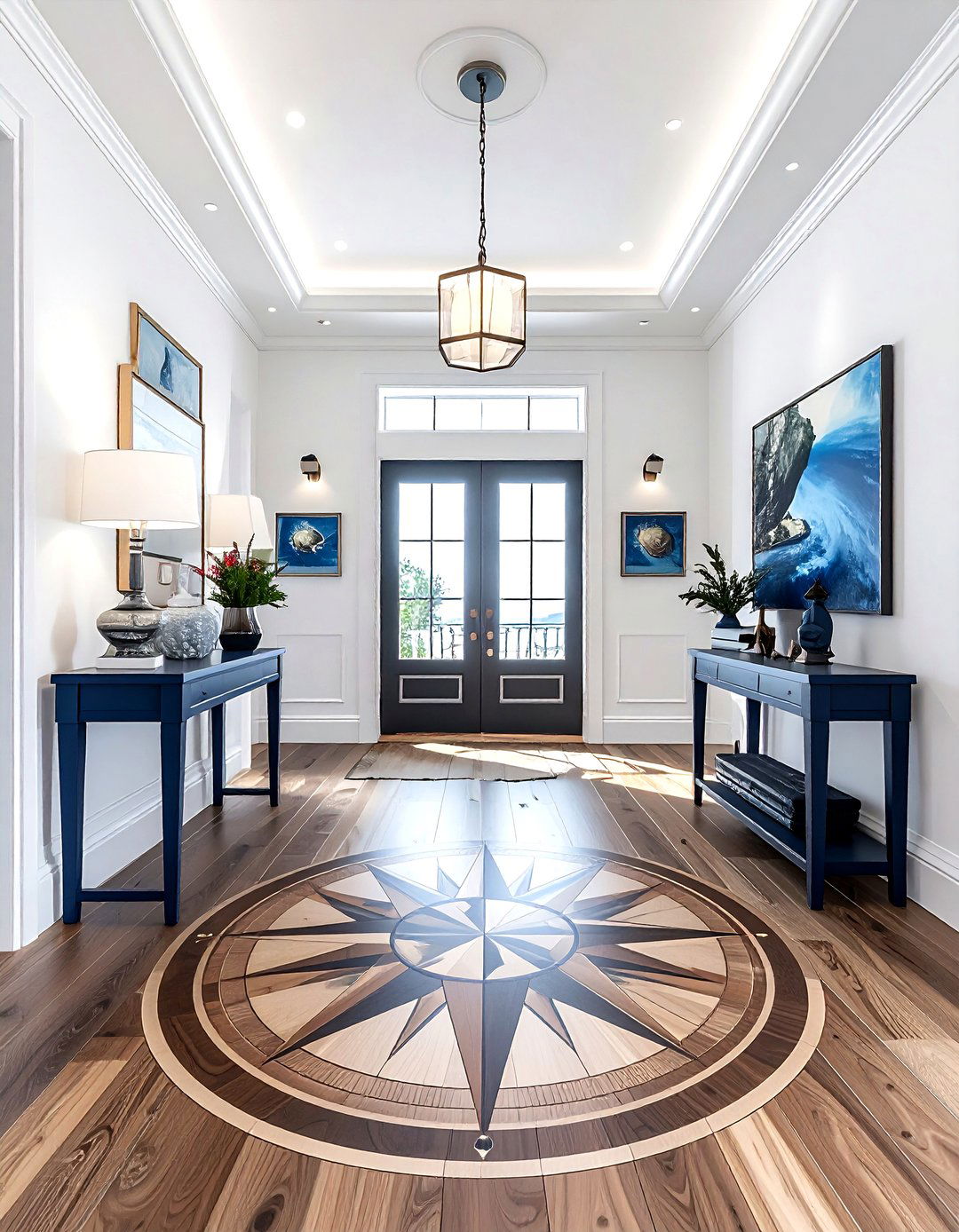 Compass Rose Floor Inlay - 30 nautical decor ideas