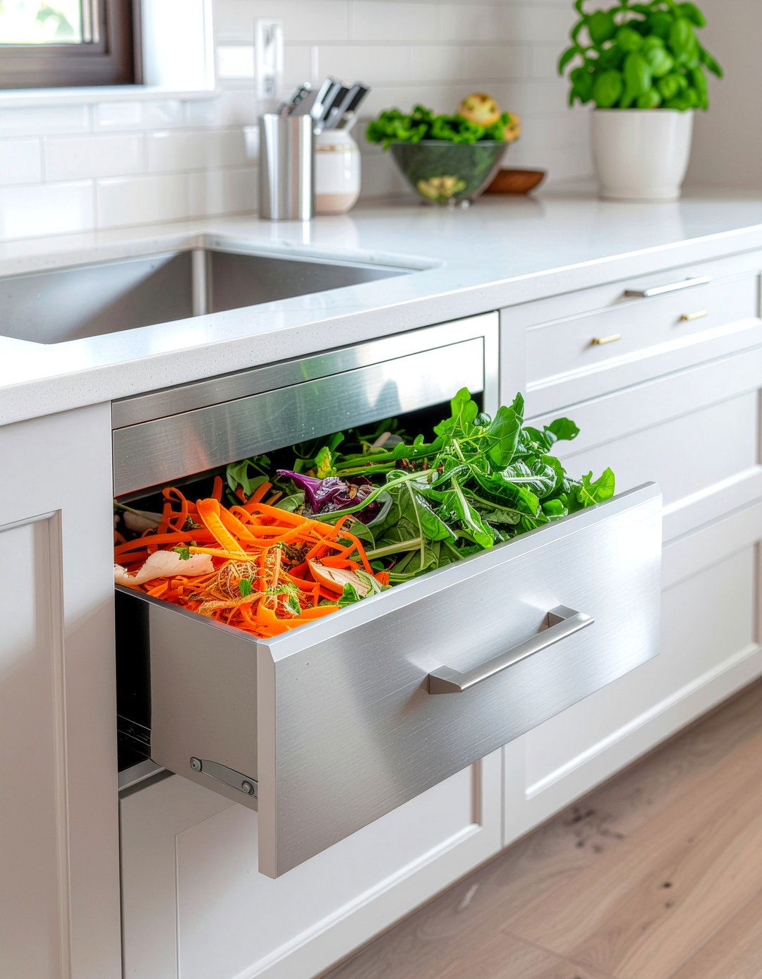 Compost bin integration - 30 healthy kitchen ideas