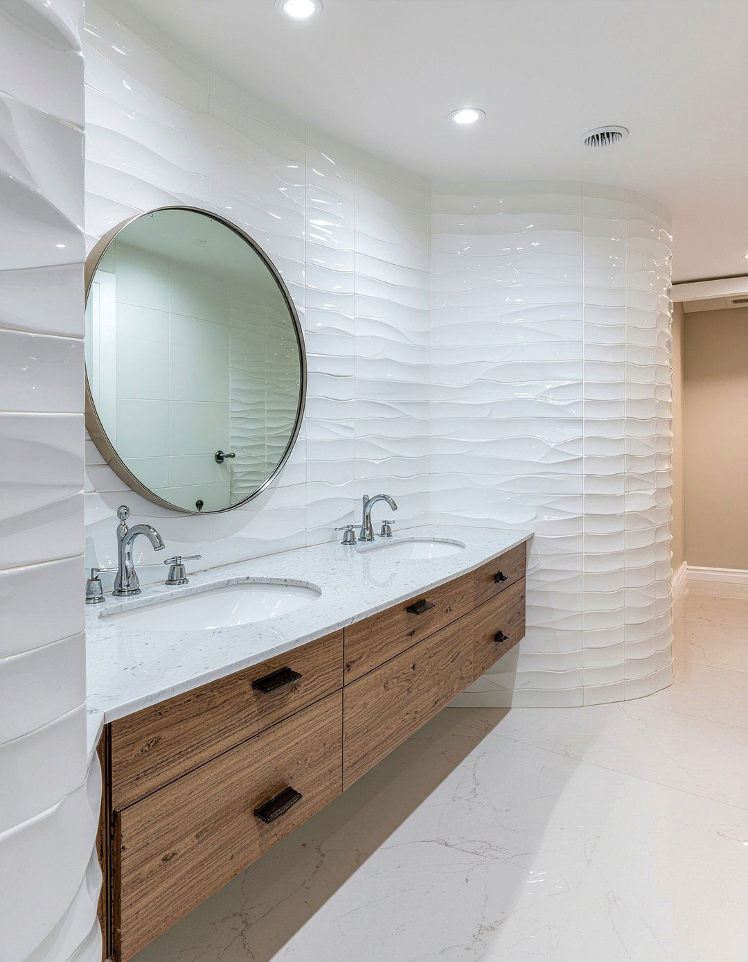 Concave Fluted Tile Wall - 30 fluted tile bathroom ideas