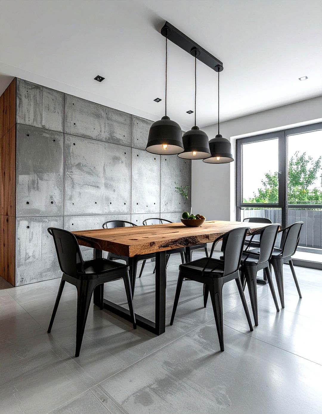 Concrete Accent Wall - 30 dining room feature wall ideas