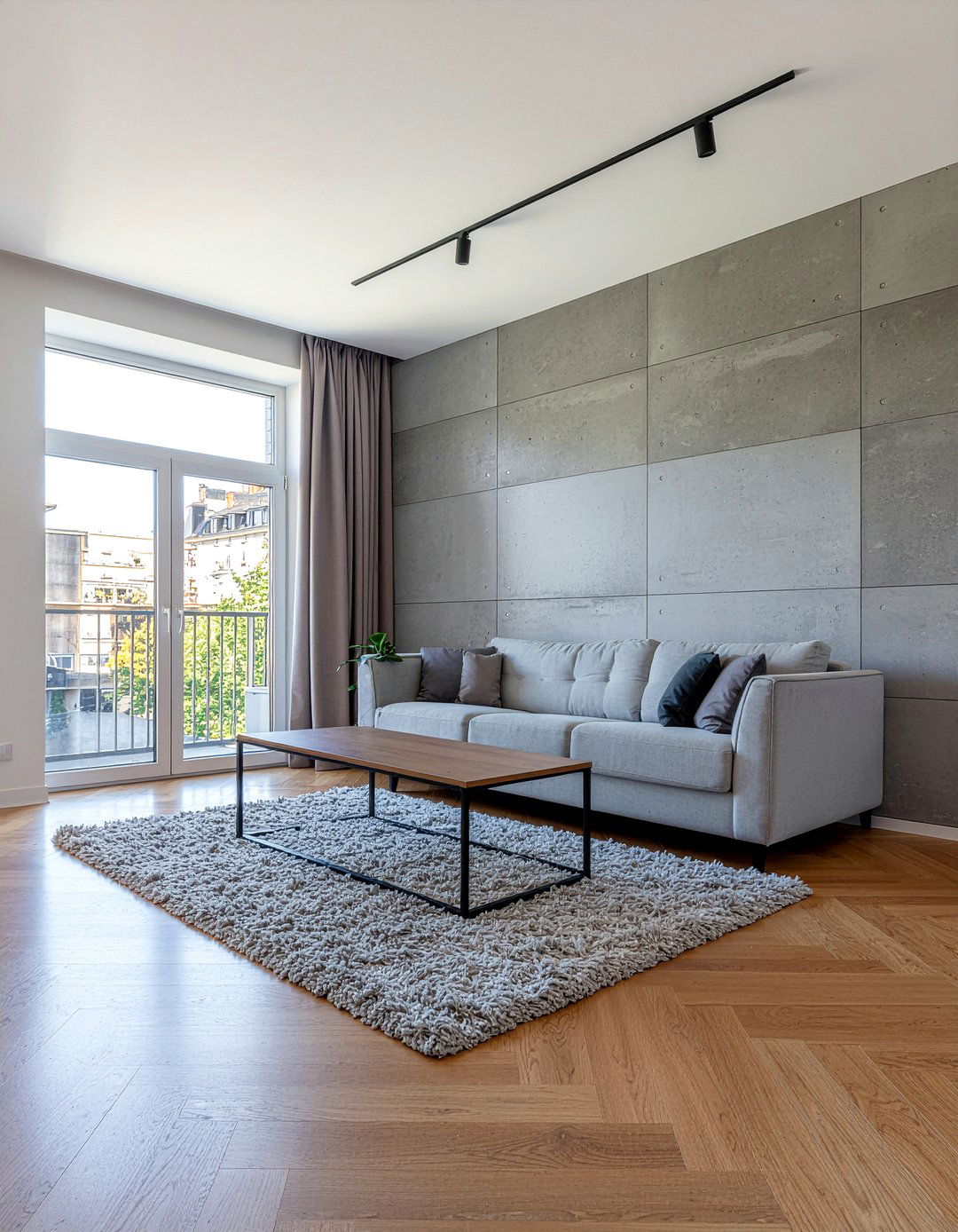 Concrete Accent Wall - 30 masculine living room ideas
