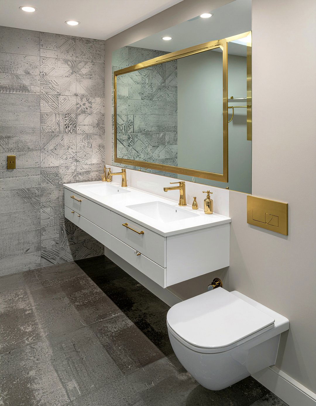 Concrete And Brass Bathroom - 30 bathroom concrete floor ideas