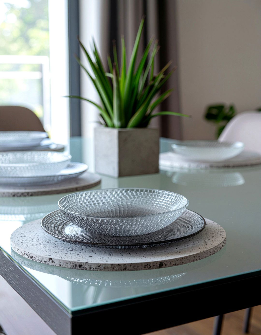 Concrete And Glass Table - 30 dining room table setting ideas