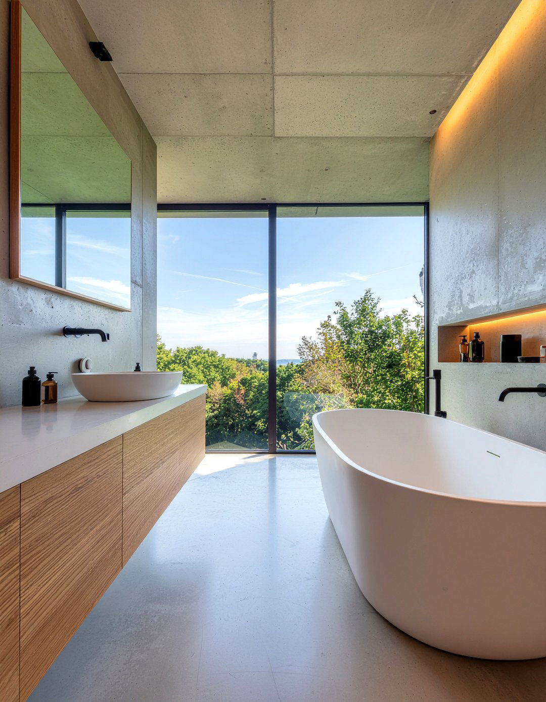 Concrete And Wood Bathroom - 30 bathroom concrete floor ideas