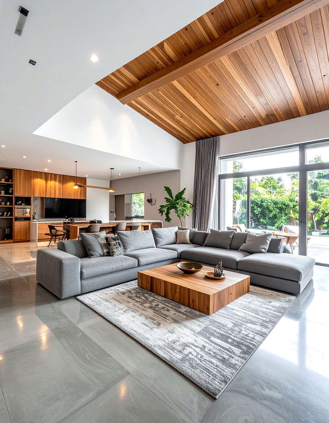 Concrete And Wood Living Room - 30 natural living room ideas