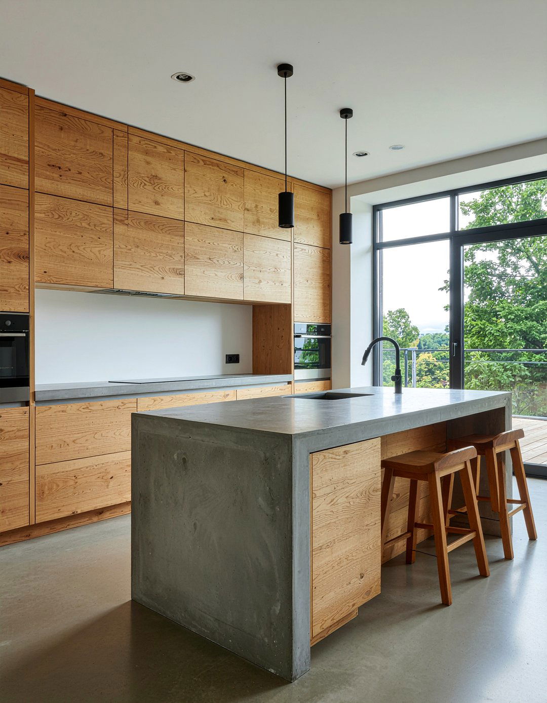 Concrete And Wood Surfaces - 30 kitchen finish mixing ideas