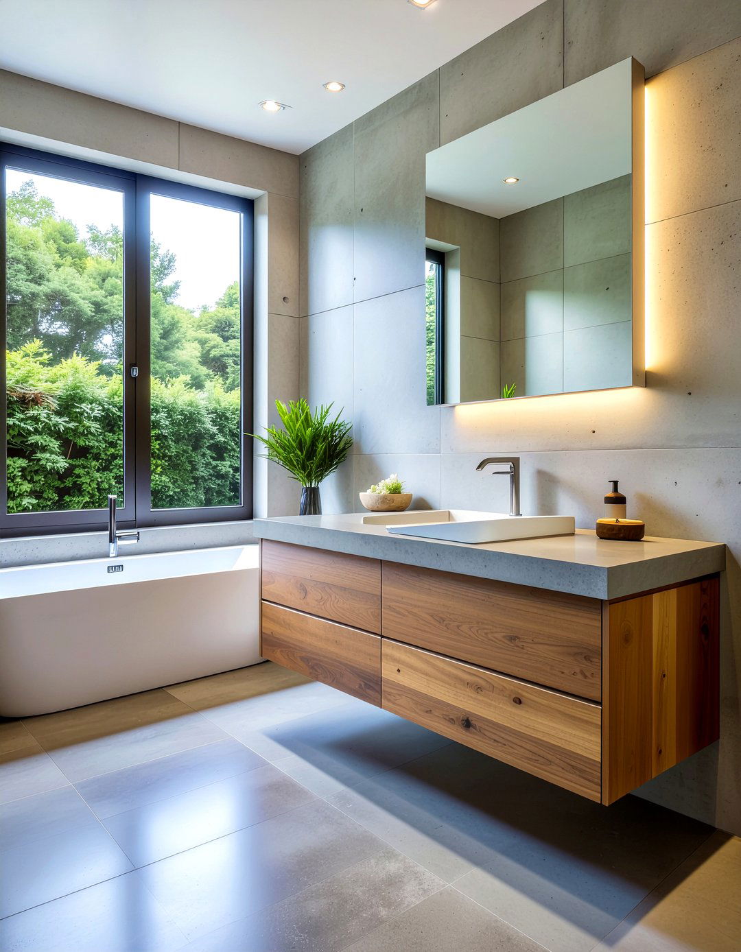 Concrete Bathroom Vanity - 30 bathroom transformation ideas