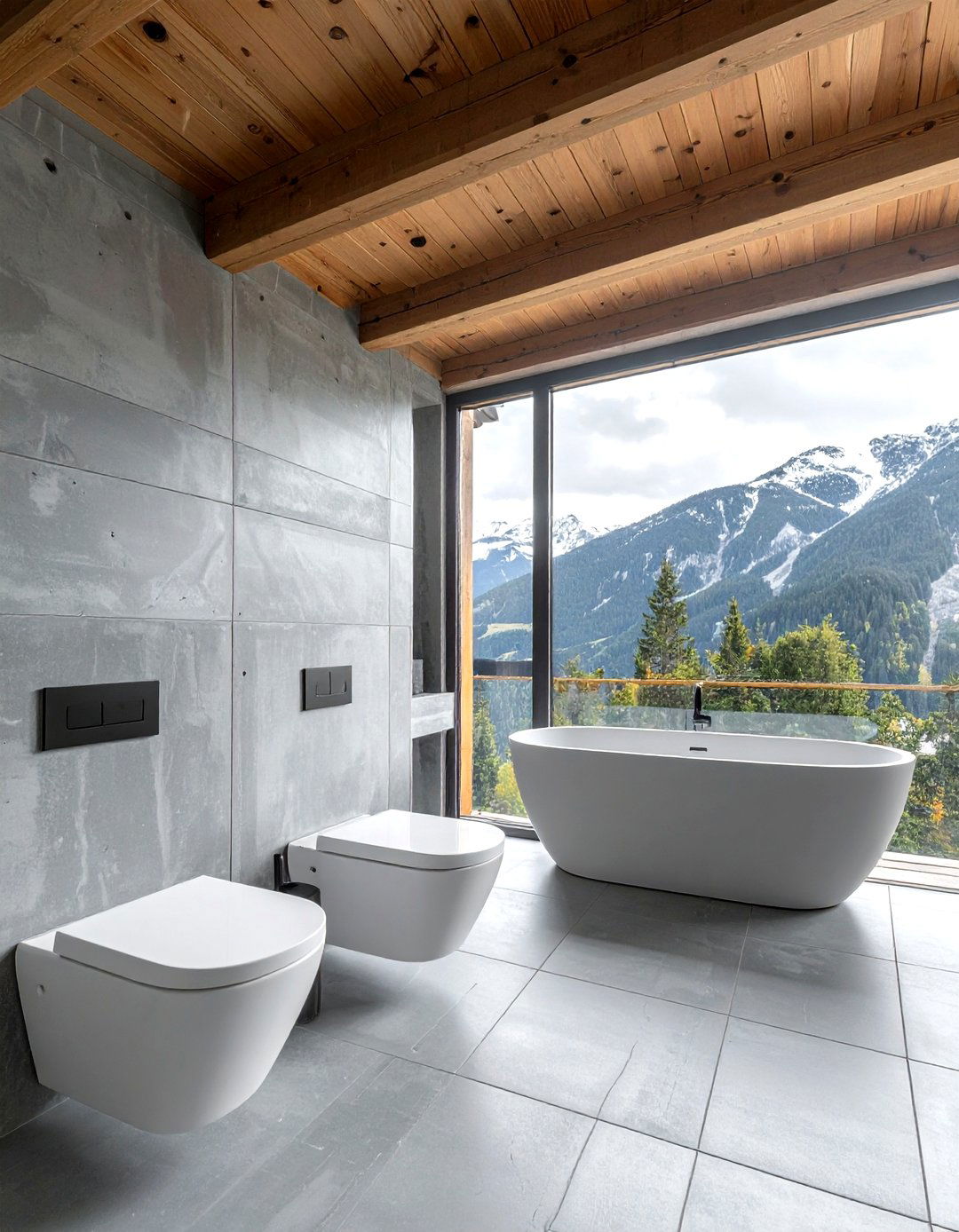 Concrete Bathroom Wall - 30 chalet bathroom ideas