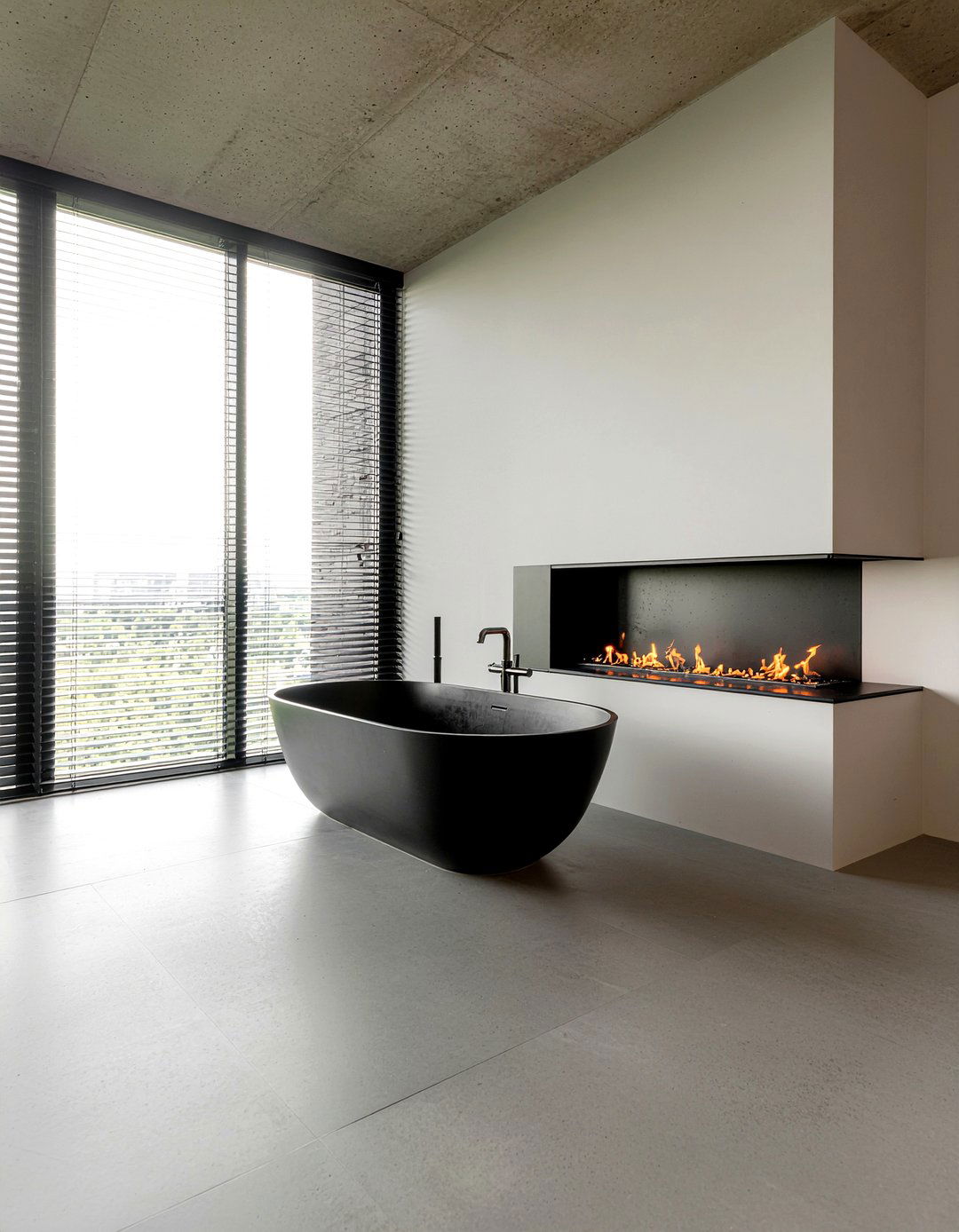 Concrete Bathtub With Recessed Fireplace - 30 freestanding tub with fireplace ideas