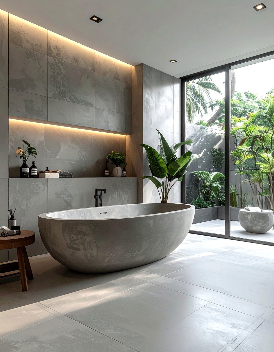 Concrete Bathtub - 30 concrete decor ideas