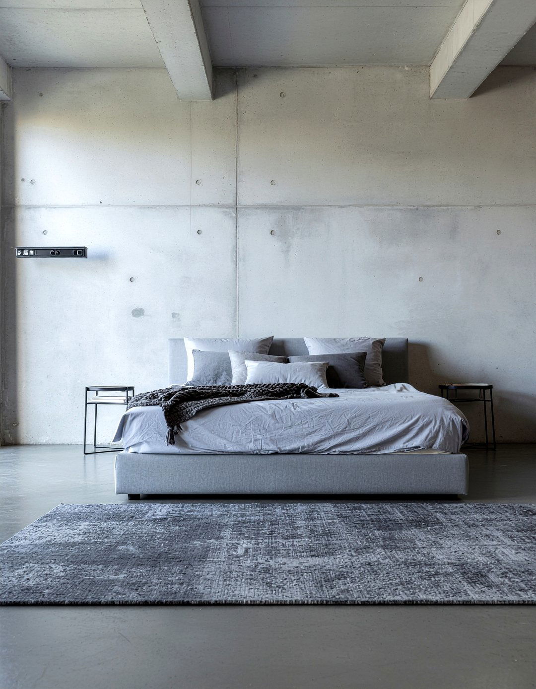 Concrete Bedroom Industrial Style - 30 cool toned bedroom ideas