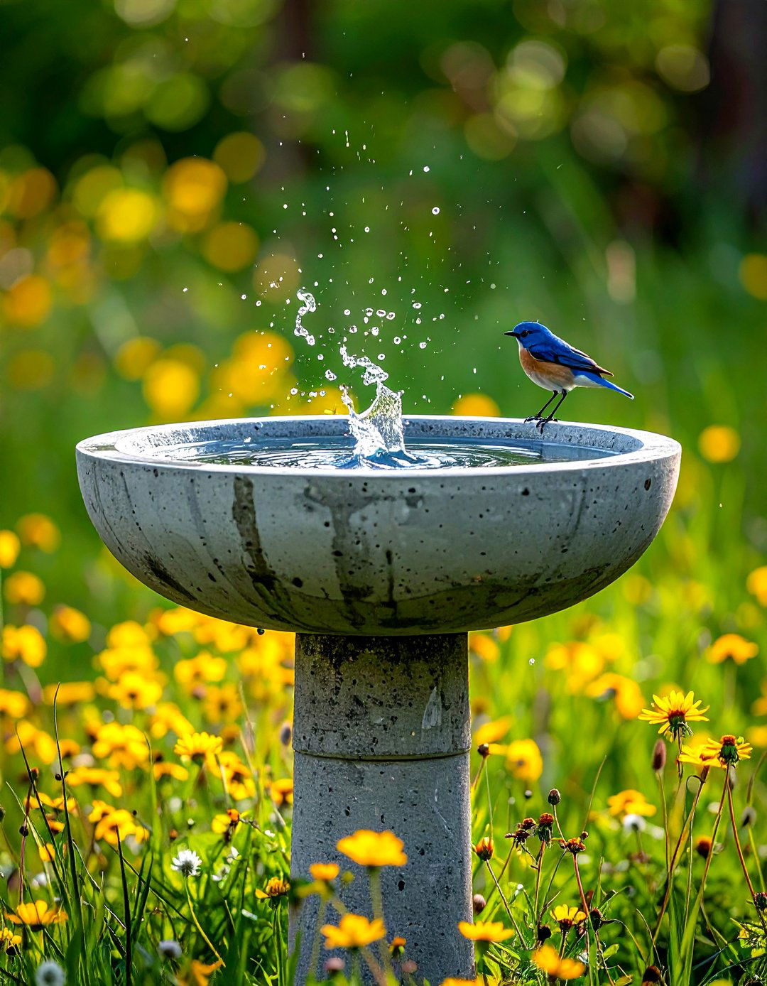 Concrete Bird Bath - 30 backyard decor ideas