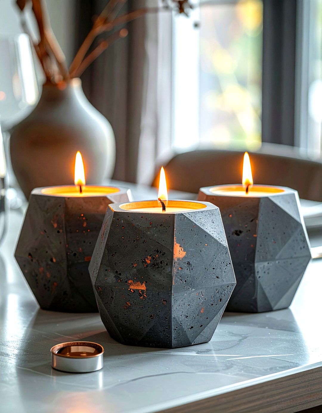 Concrete Candle Holder - 30 concrete decor ideas