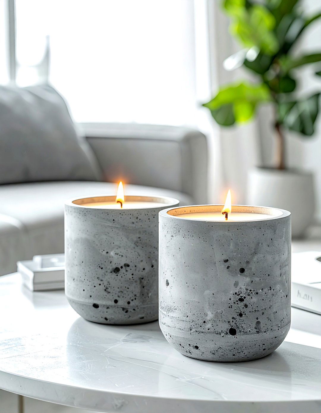 Concrete Candle Pot - 30 living room candle ideas