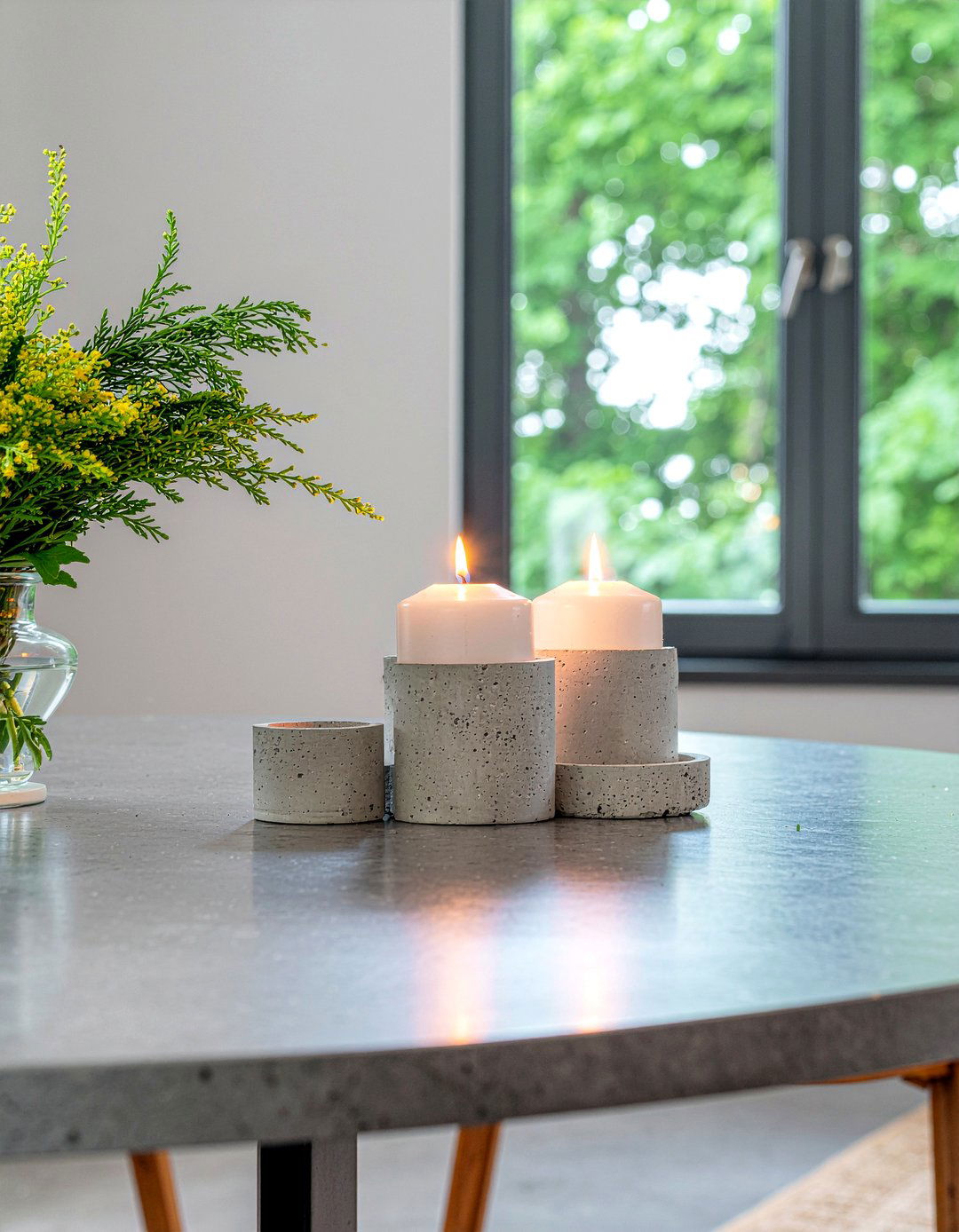 Concrete Candle Stand - 30 candle centerpiece dining ideas