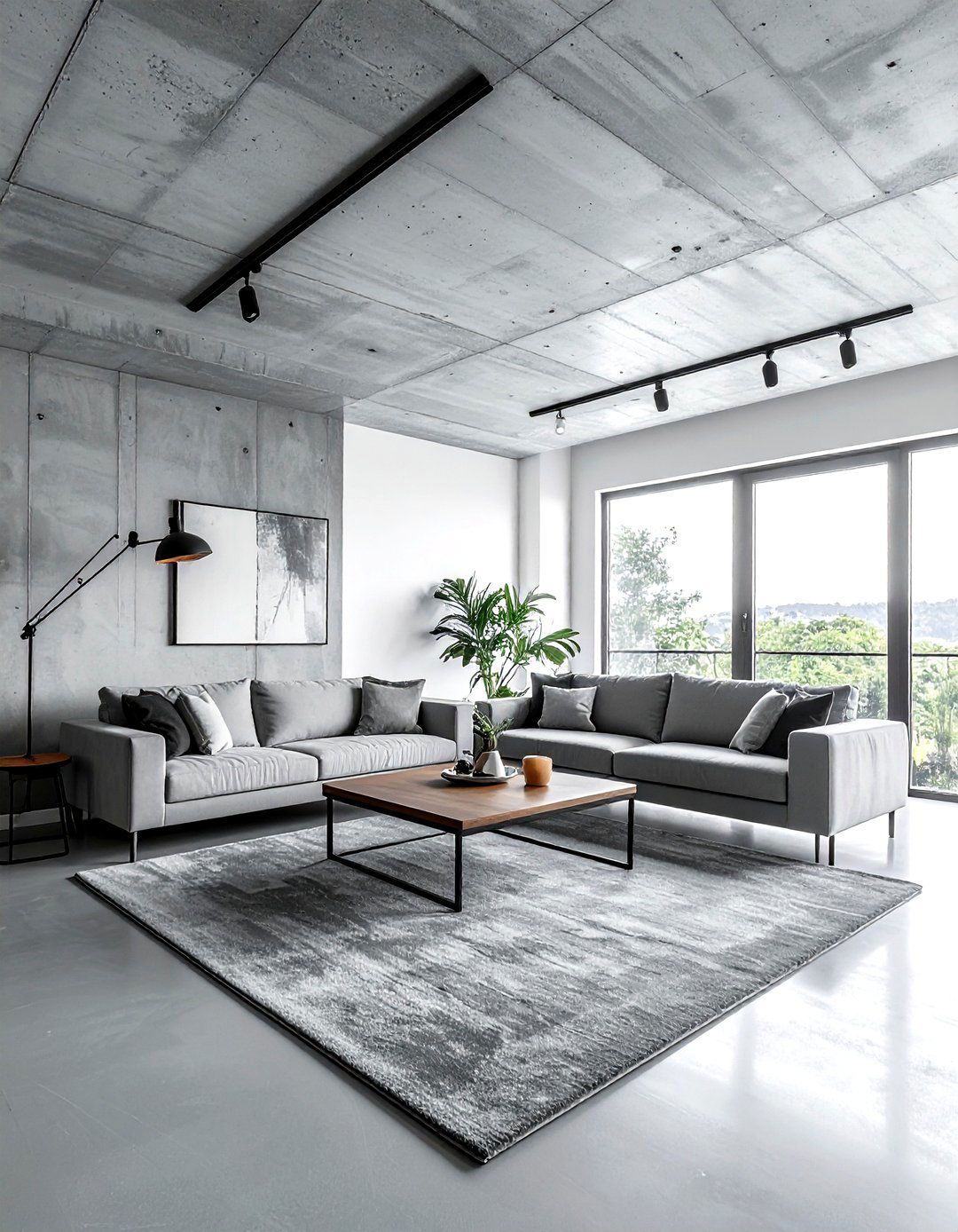 Concrete Ceiling - 30 living room ceiling design ideas