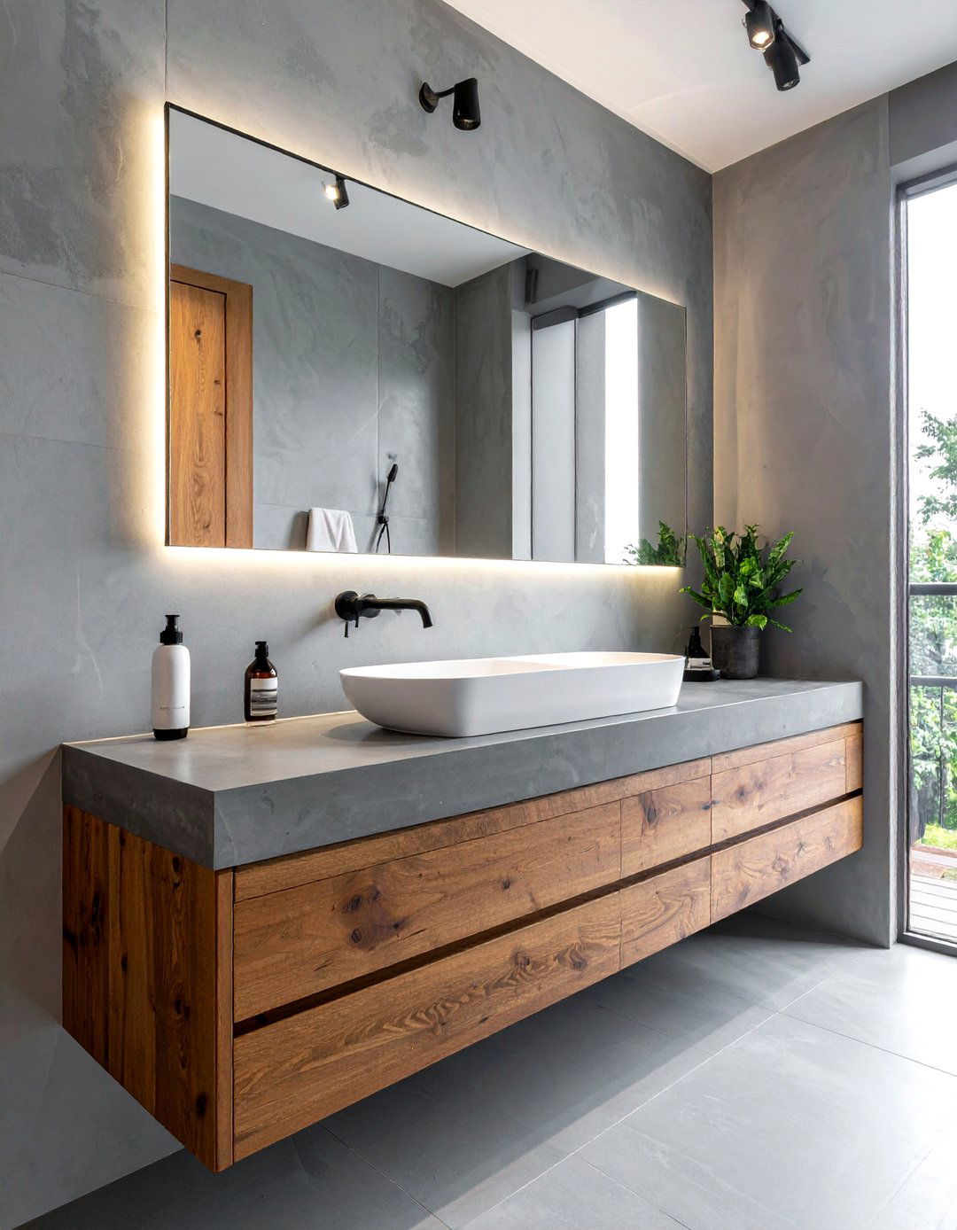 Concrete Countertop Finish - 30 eclectic bathroom ideas