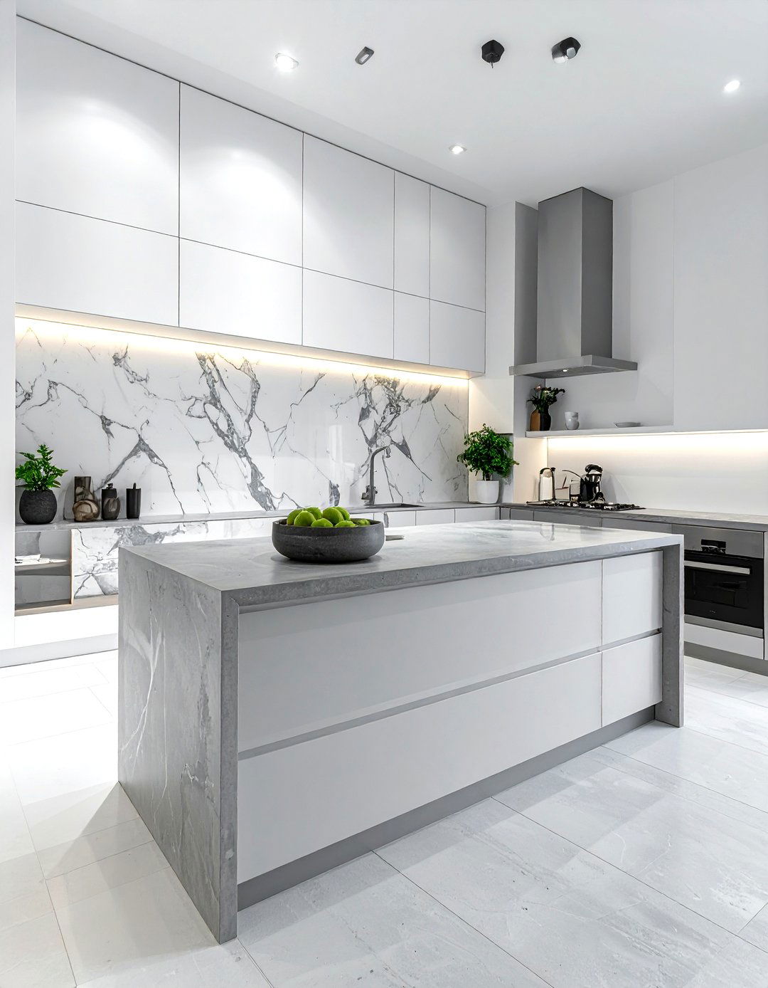 Concrete Countertop Marble Backsplash - 30 concrete countertop kitchen ideas