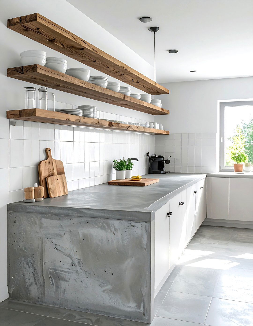 Concrete Countertop Open Shelving - 30 concrete countertop kitchen ideas