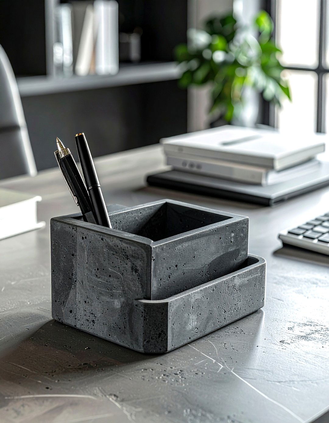 Concrete Desk Organizer - 30 concrete decor ideas