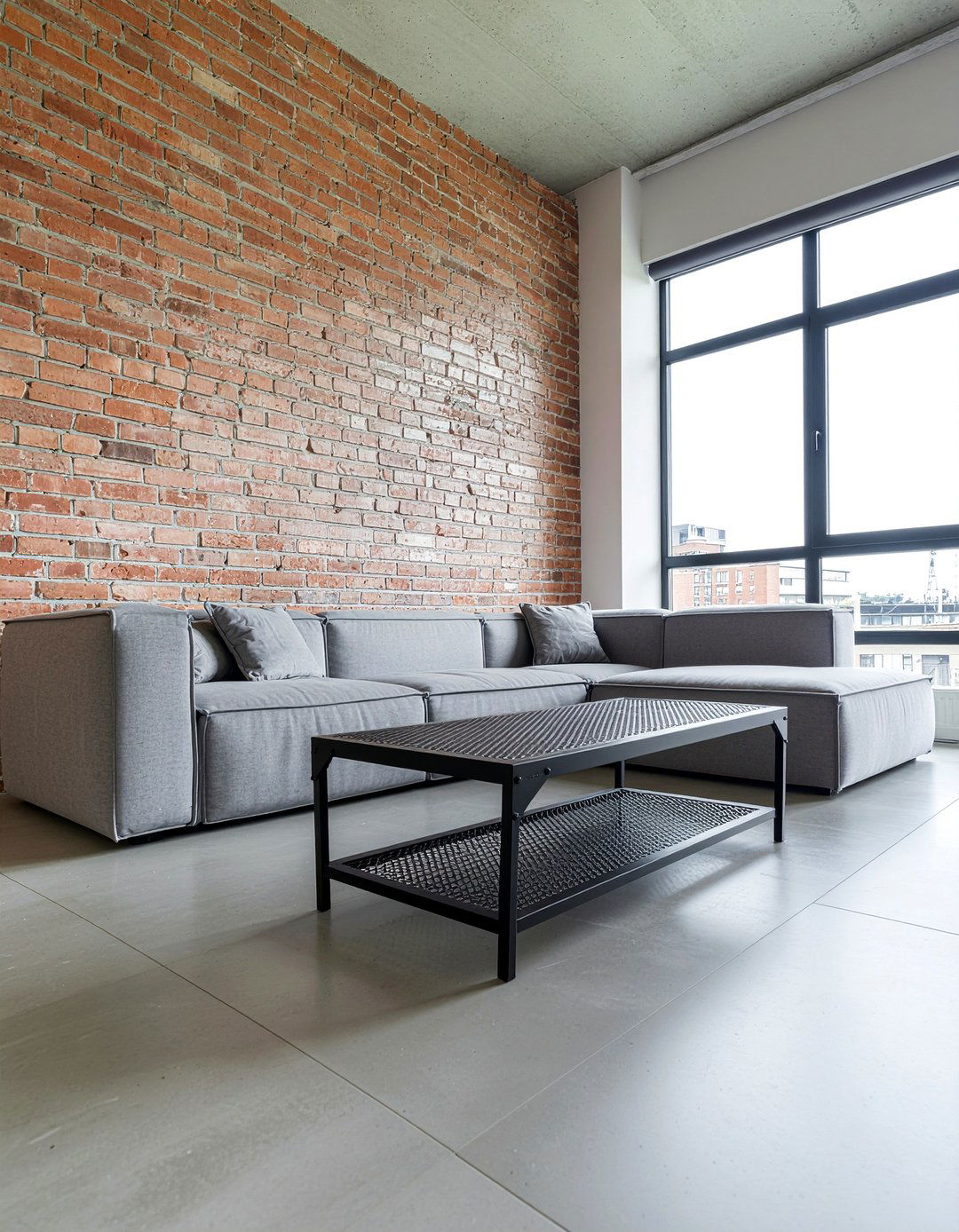 Concrete Effect Vinyl Tile - 30 living room vinyl flooring ideas