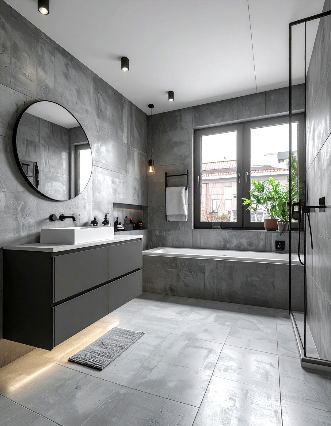 Concrete Finish Bathroom - 30 teen bathroom ideas