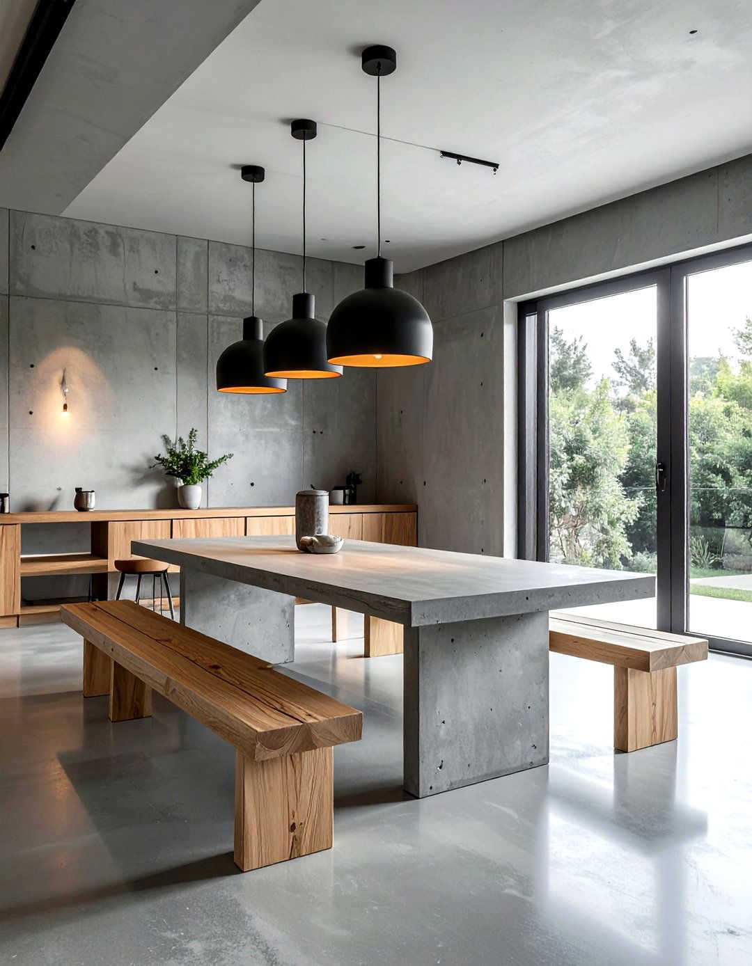 Concrete Finish Dining Room - 30 textured dining room ideas