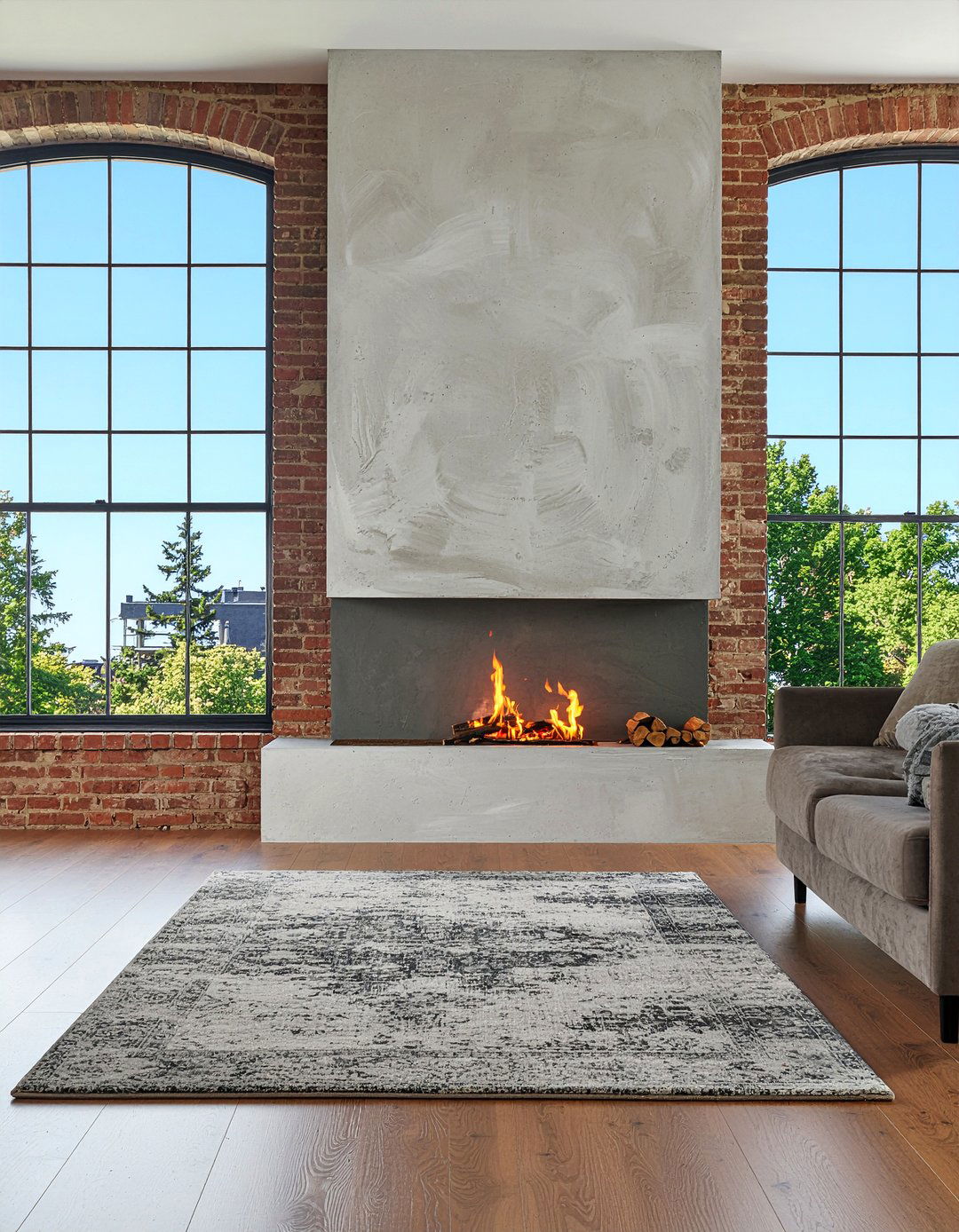 Concrete Finish Linear Fireplace - 30 living room linear fireplace ideas