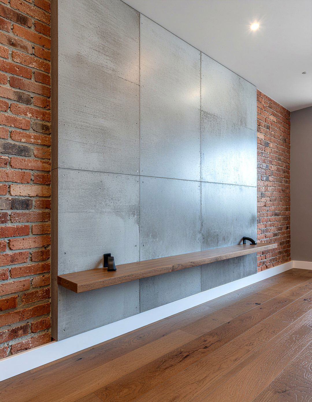 Concrete Finish Wall Mounted Stand - 30 living room floating tv unit ideas