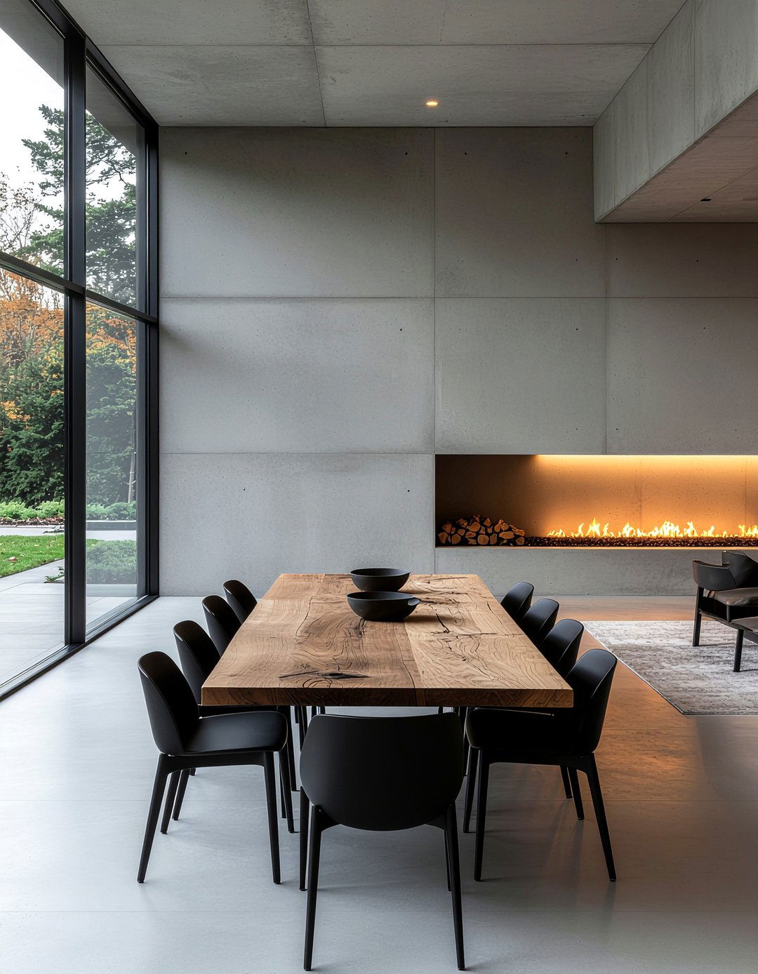 Concrete Fireplace Dining Room - 30 firelit dining room ideas