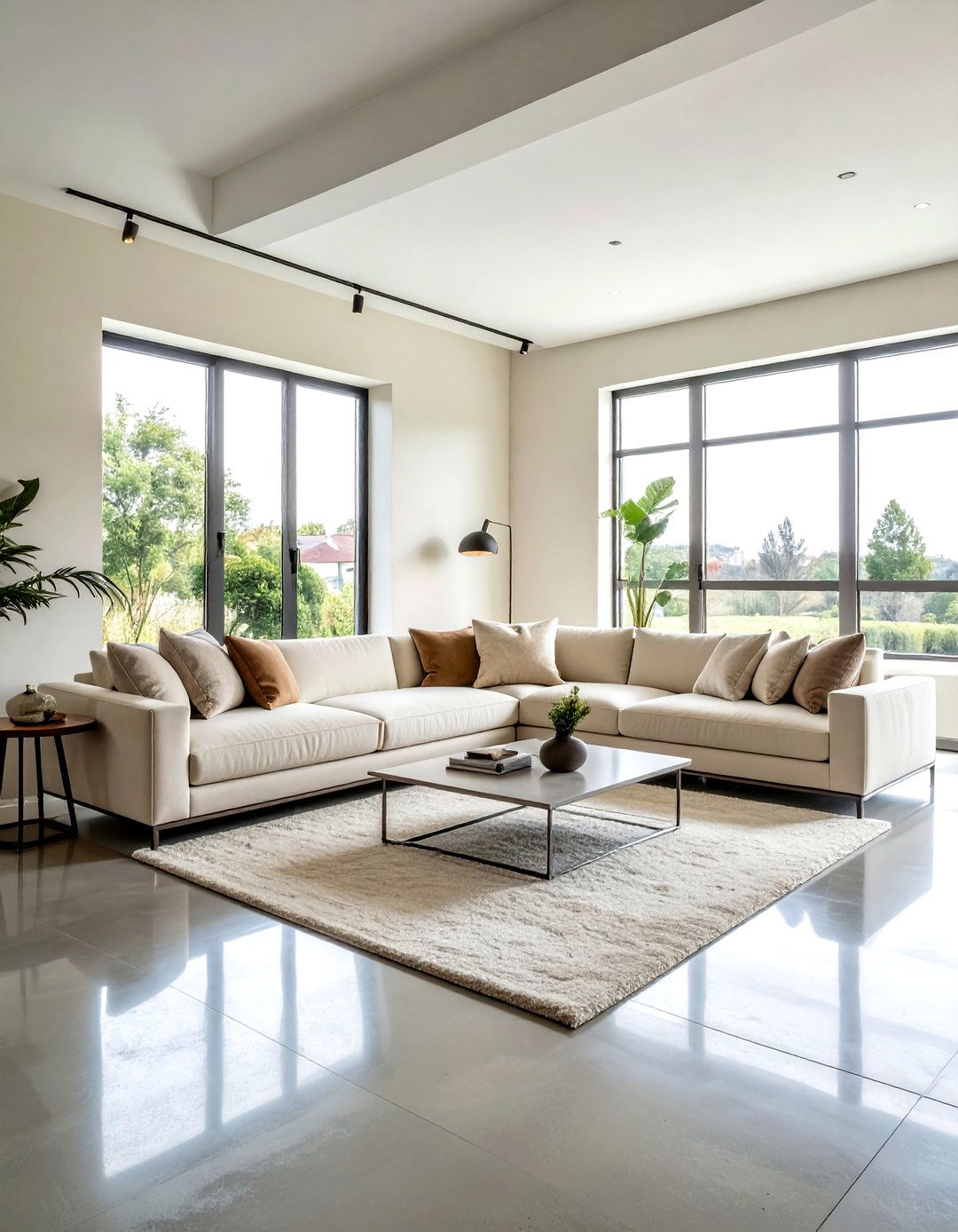 Concrete Floor Cream Living Room - 30 minimalist cream living room ideas