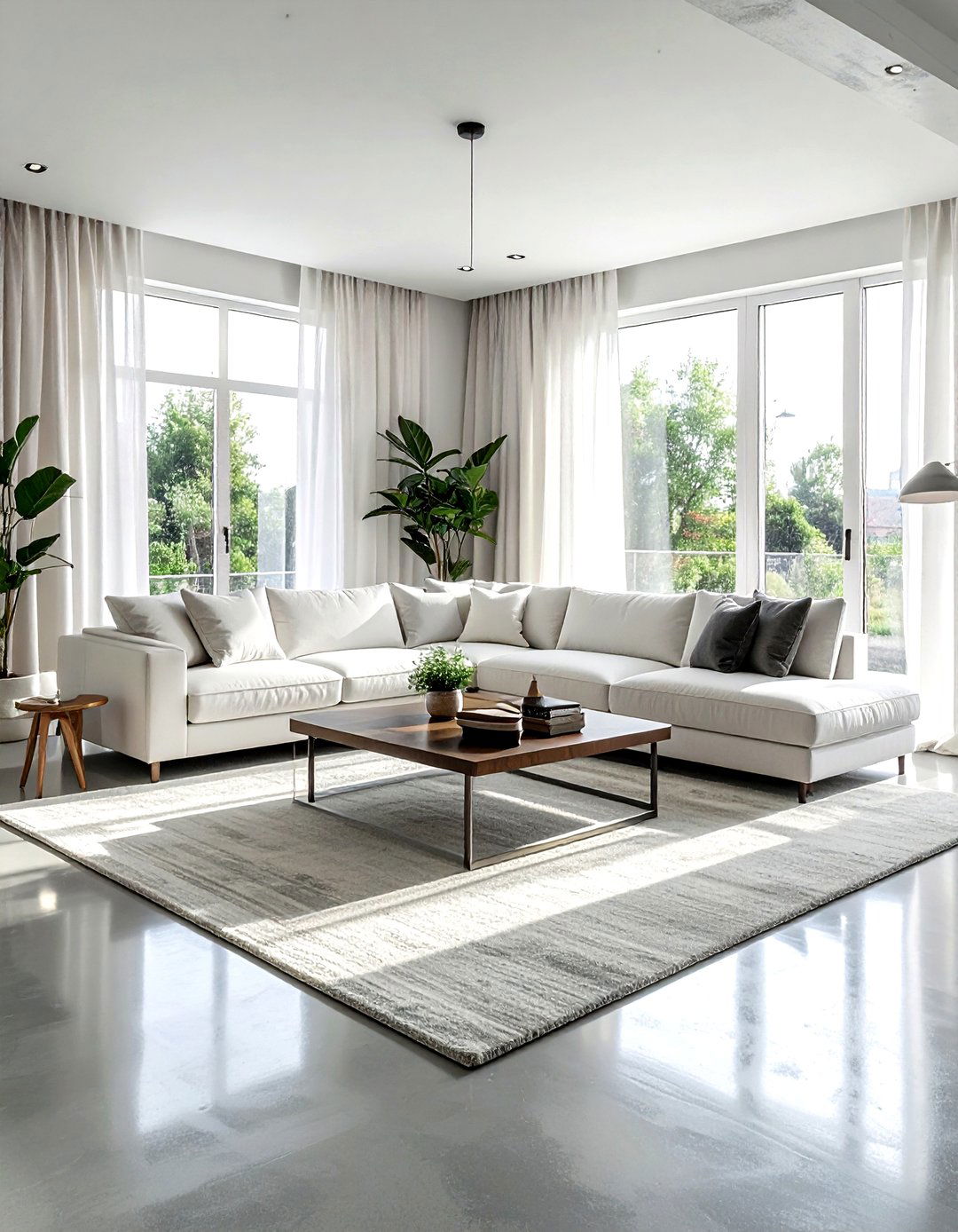 Concrete Floor Living Room - 30 industrial white living room ideas