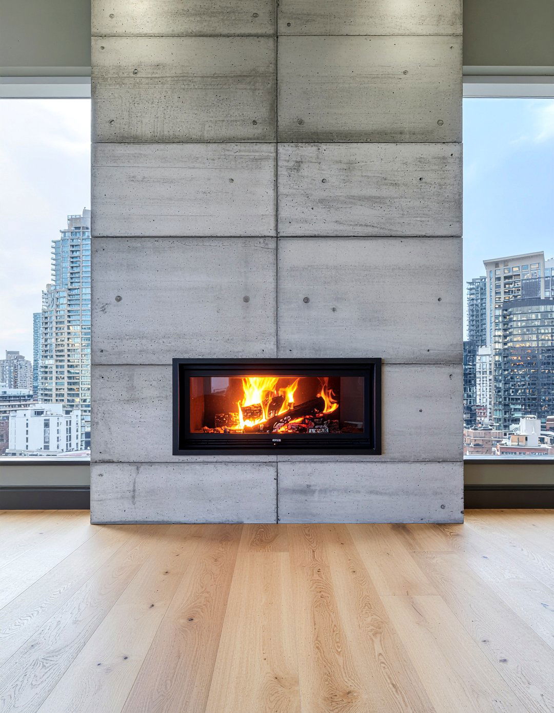Concrete Gas Fireplace Surround - 30 living room gas fireplace ideas