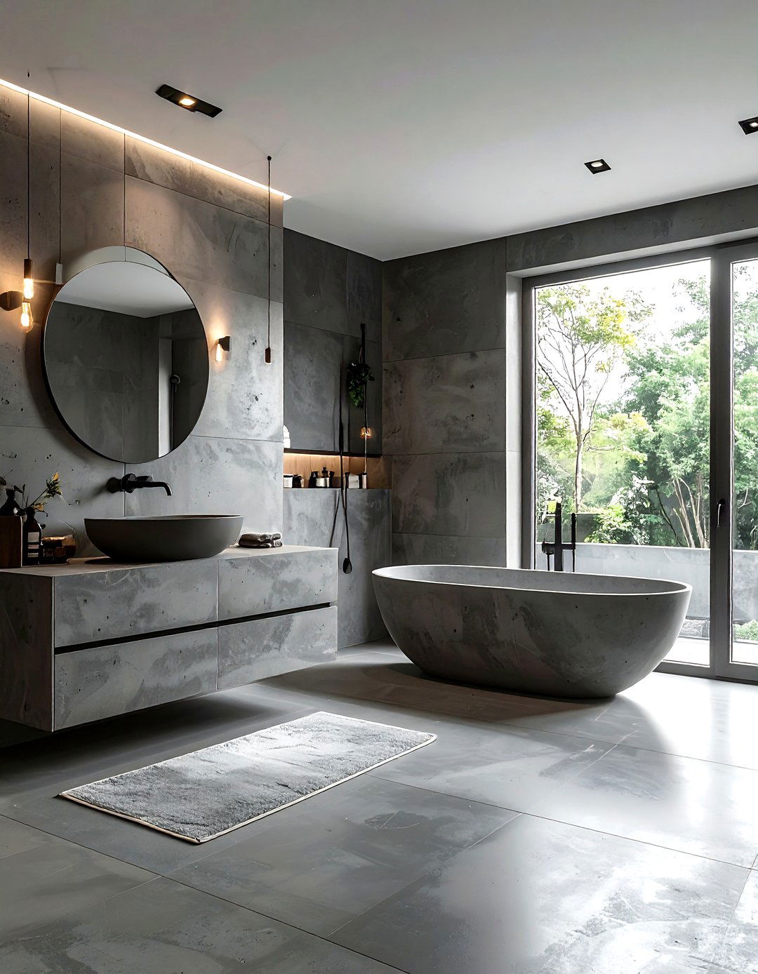 Concrete Gray Bathroom - 30 gray bathroom design ideas