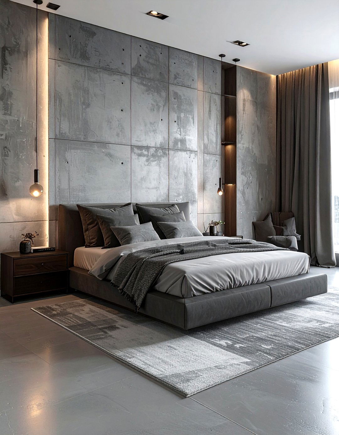 Concrete Gray Bedroom - 30 minimalist gray bedroom ideas