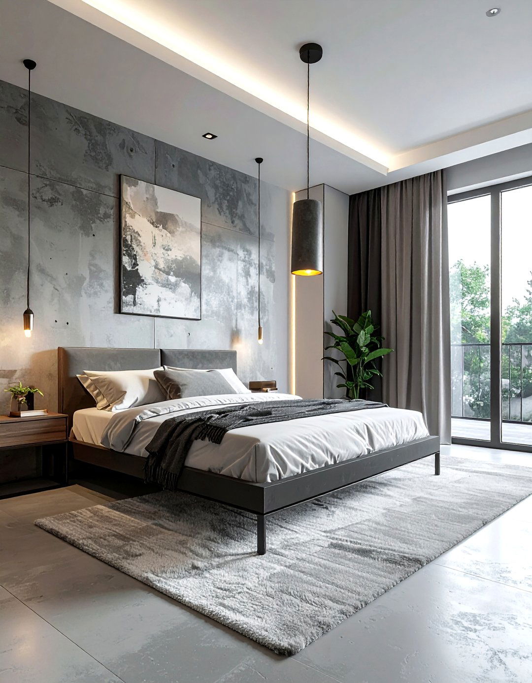 Concrete Hanging Lamp - 30 bedroom pendant lighting ideas