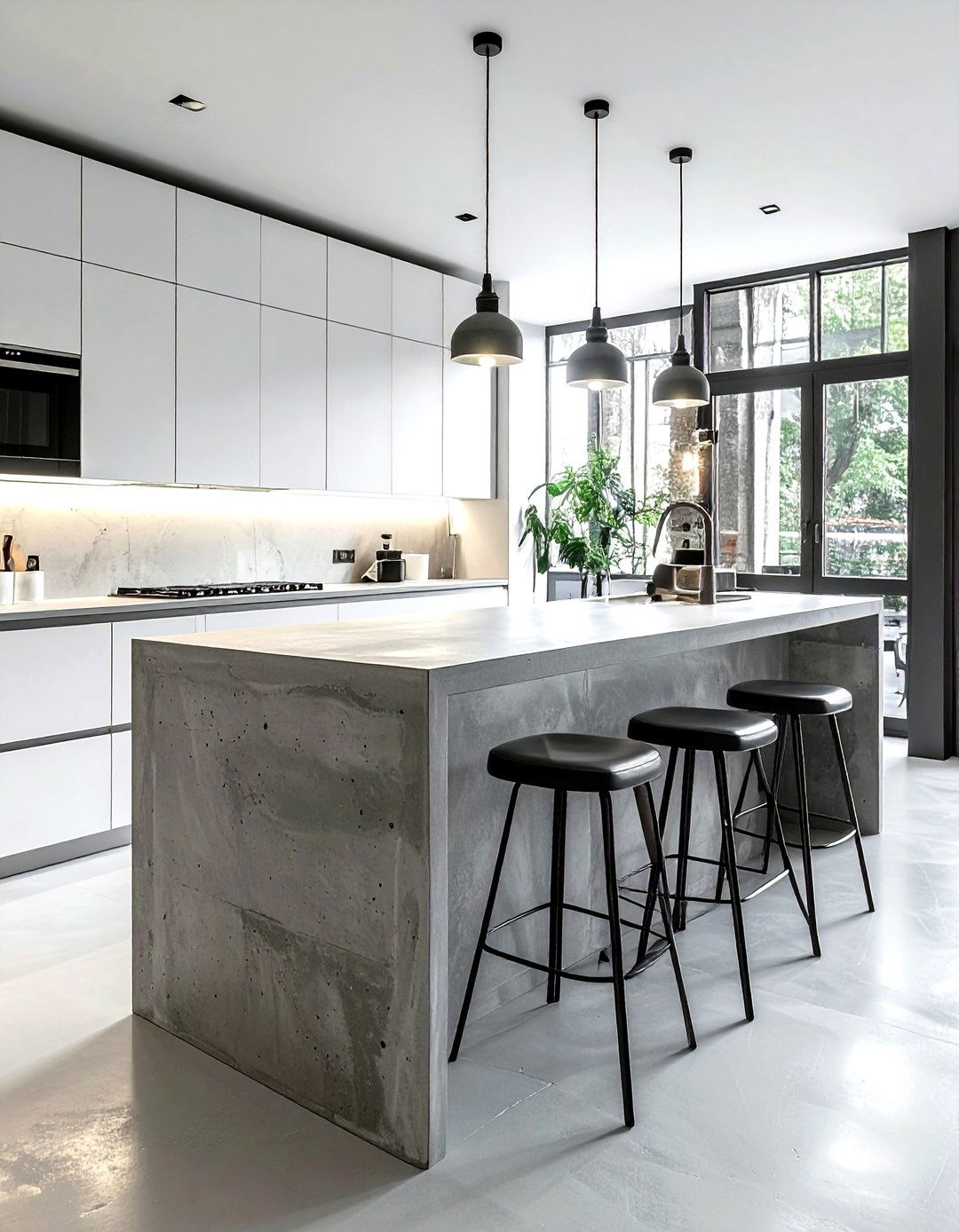 Concrete Island Countertop - 30 kitchen bar ideas