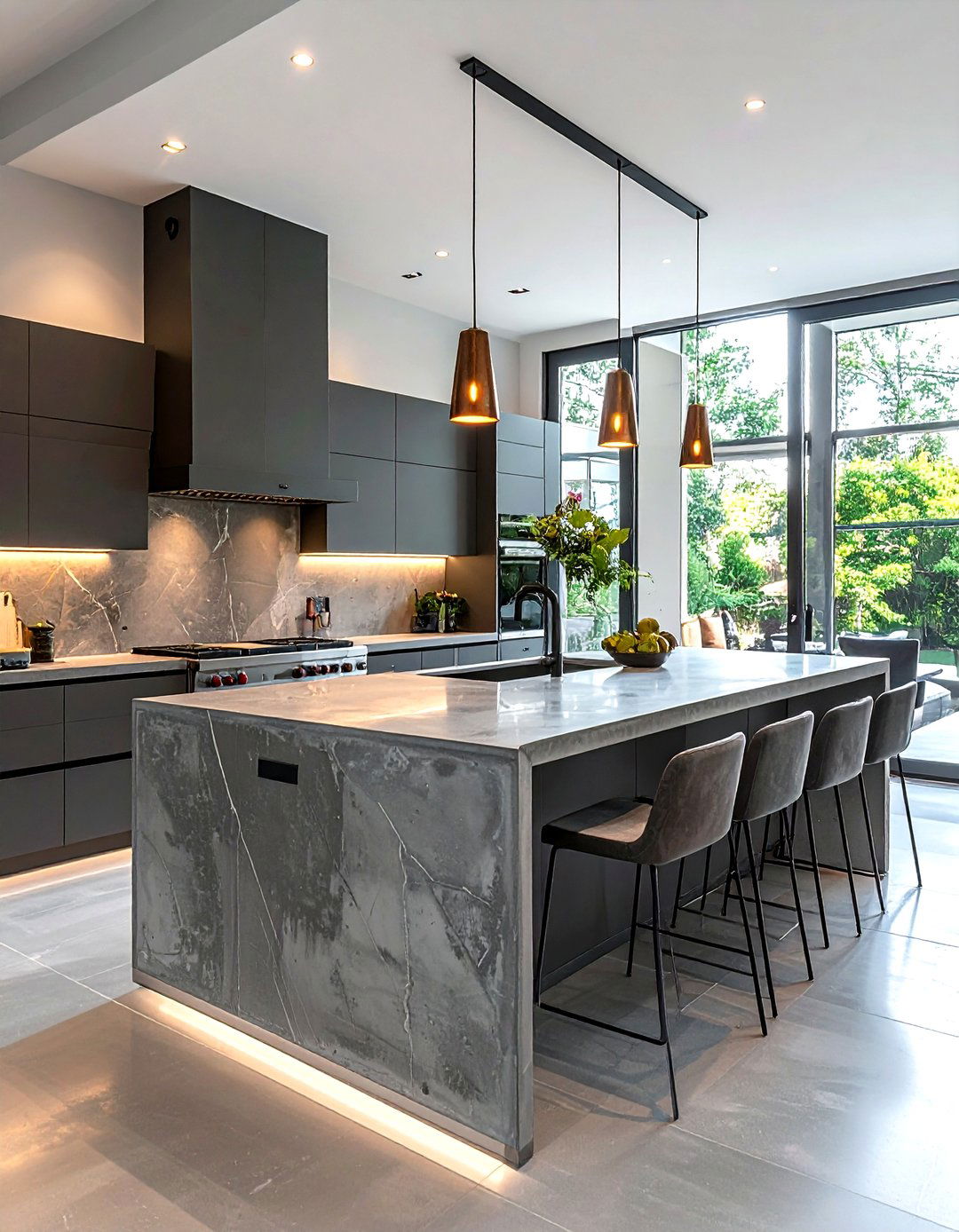 Concrete Kitchen Island - 30 concrete decor ideas