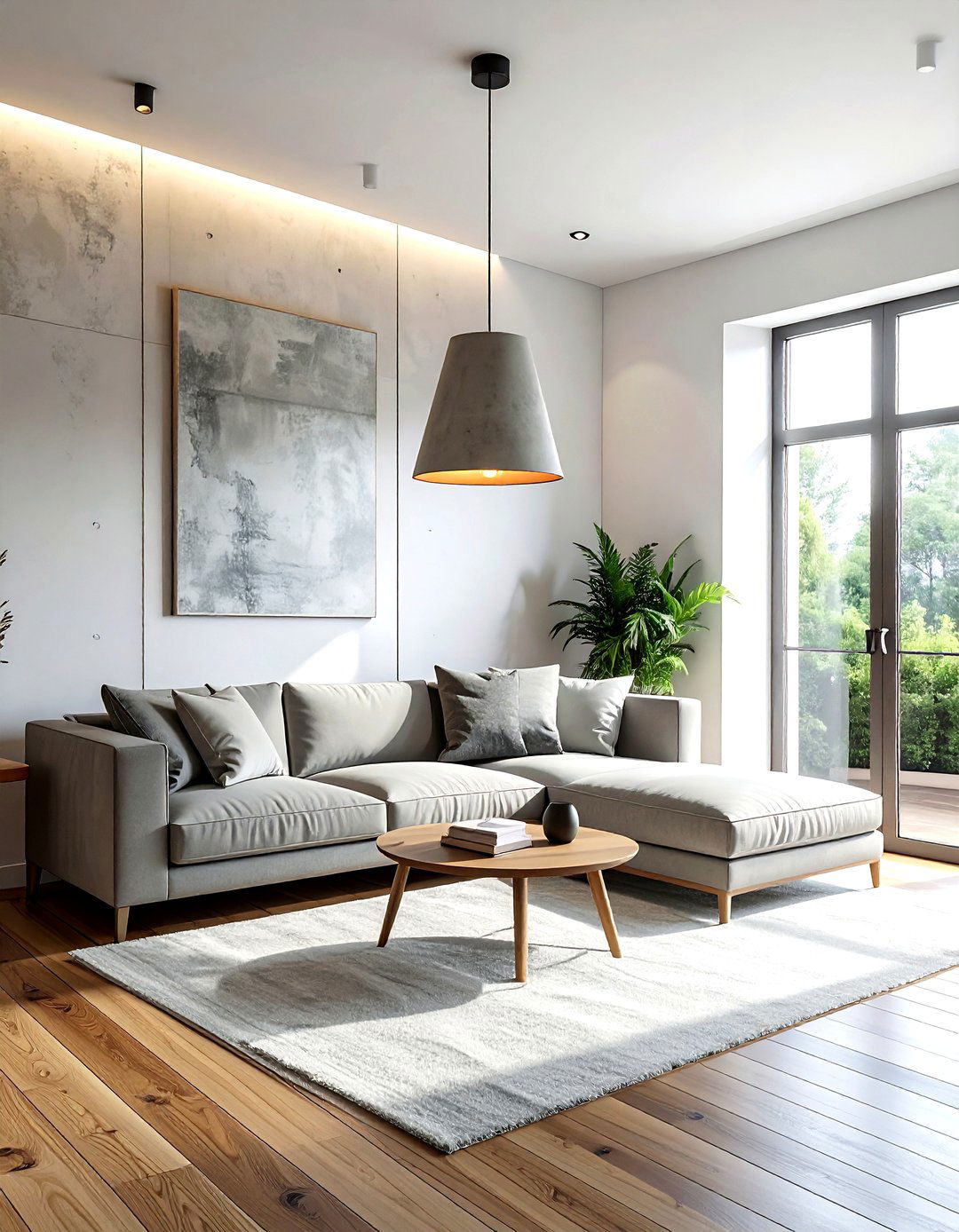 Concrete Light Fixture - 30 living room pendant lighting ideas