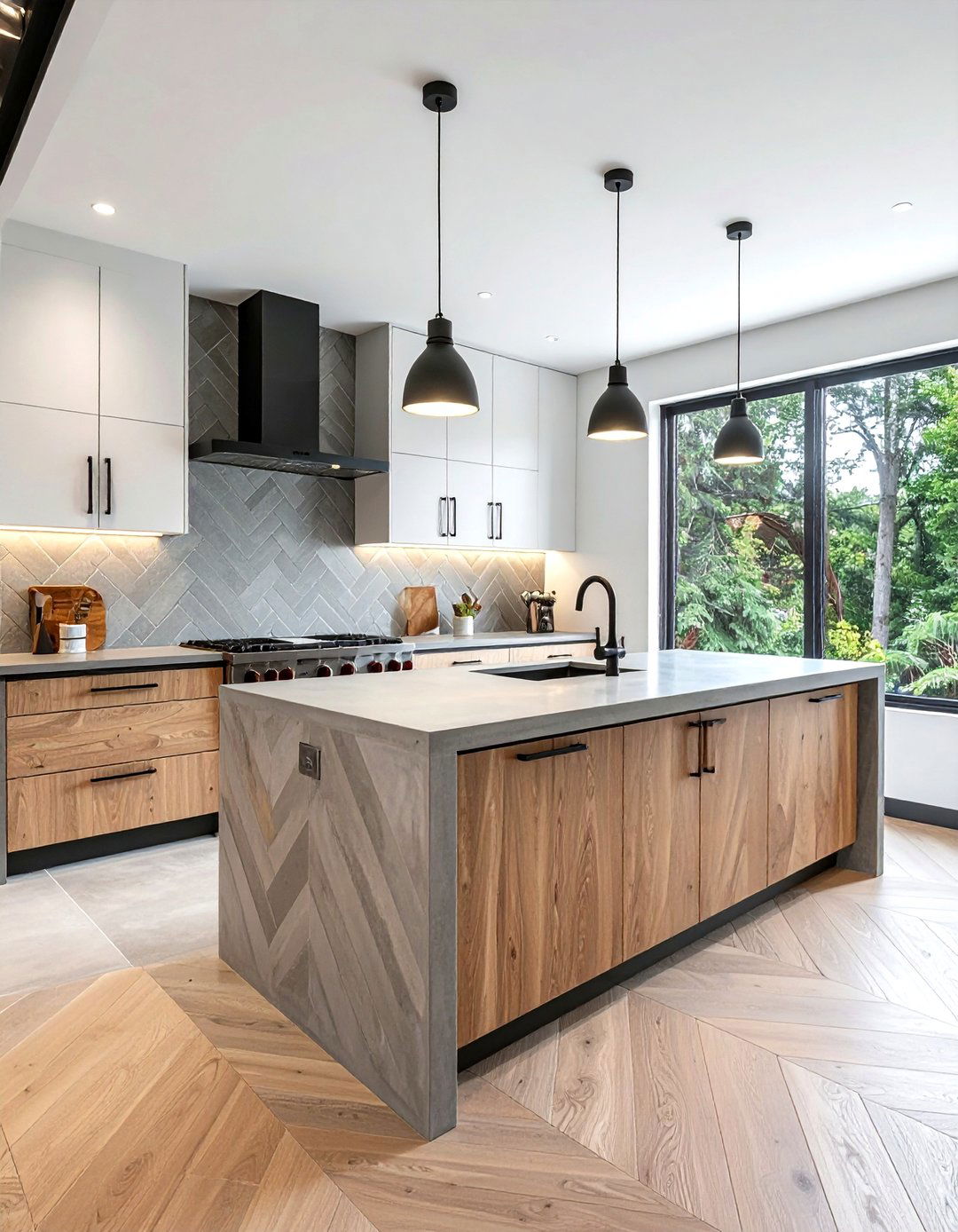 Concrete Look Chevron - 30 chevron backsplash kitchen ideas