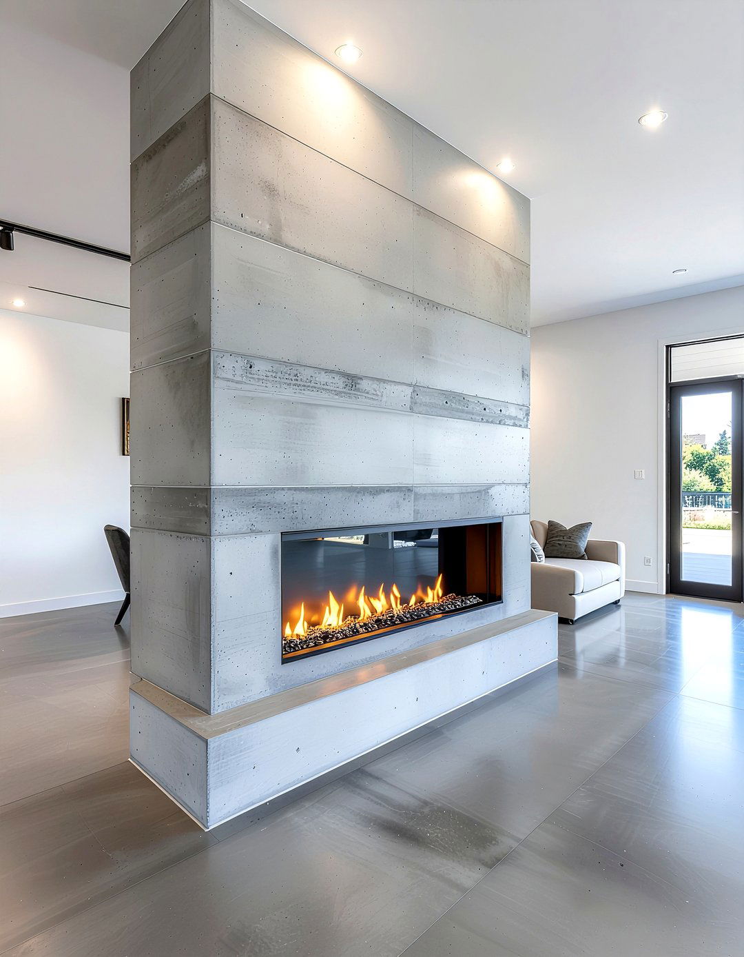Concrete Look Faux Fireplace - 30 faux fireplace ideas