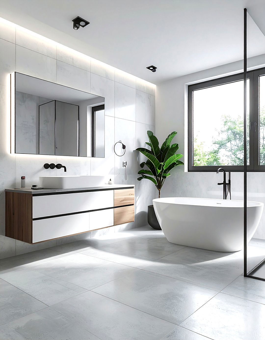 Concrete Look Floor Tile - 30 small bathroom tile ideas